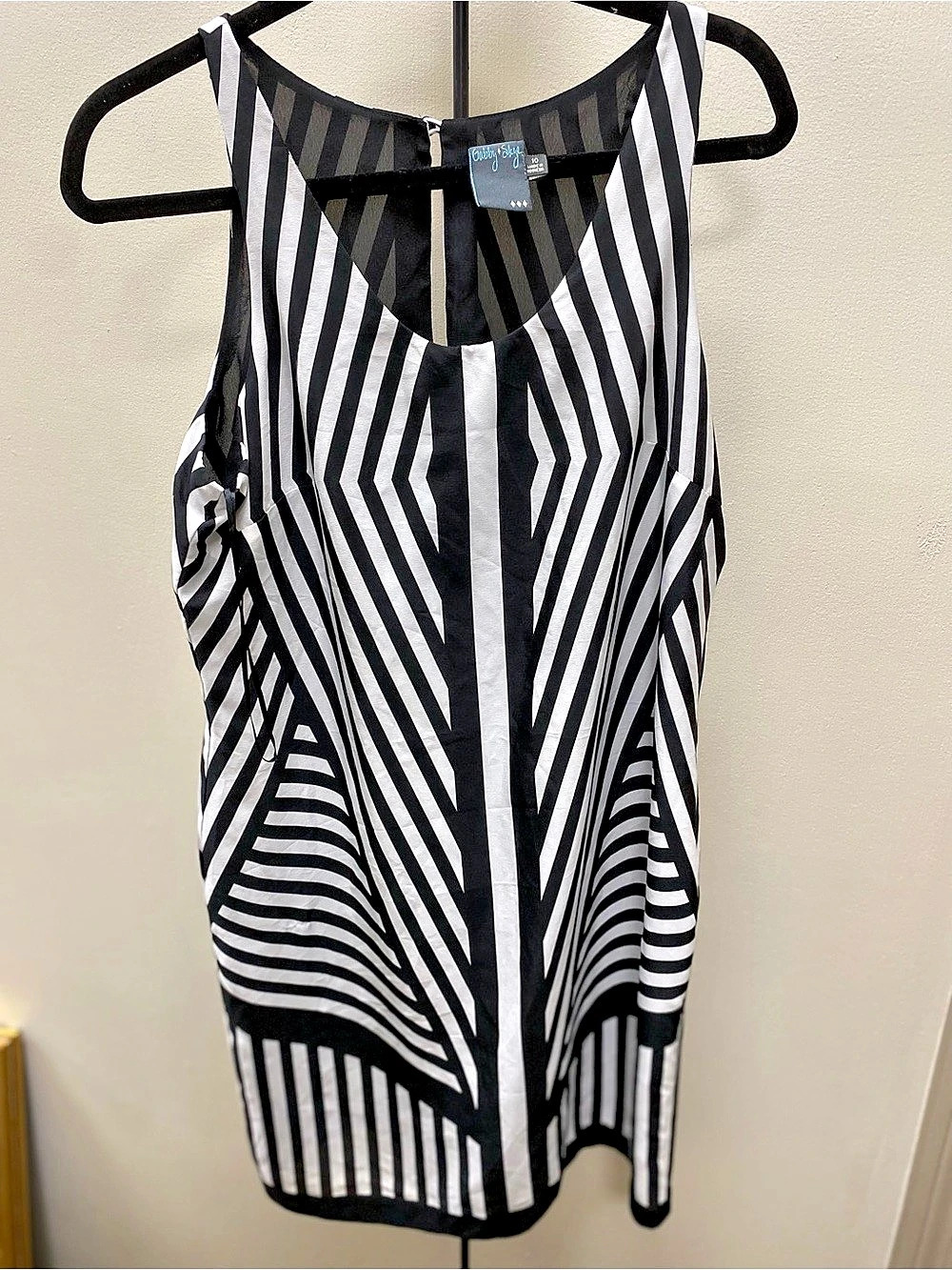 Debby Shuchat Geometric Mini Dress in Black & White Size 10 Like New